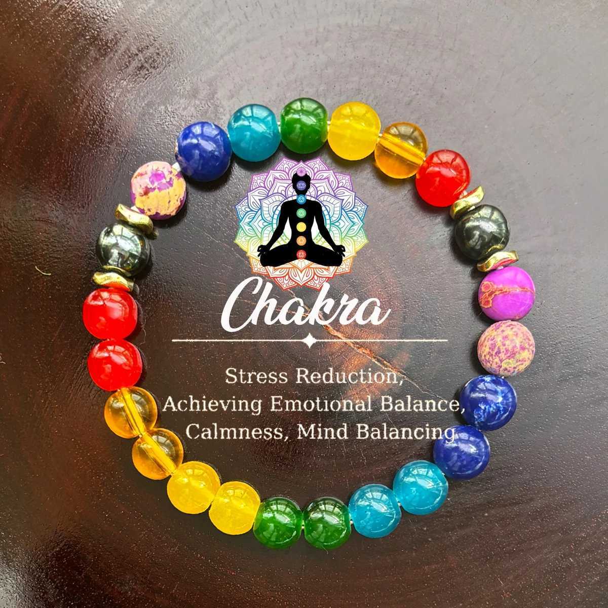 1 piece/7 chakra bracelet made of natural stone 7-color handmade bead bracelet suitable for mens and womens yoga Metion bracelets fashion W241231