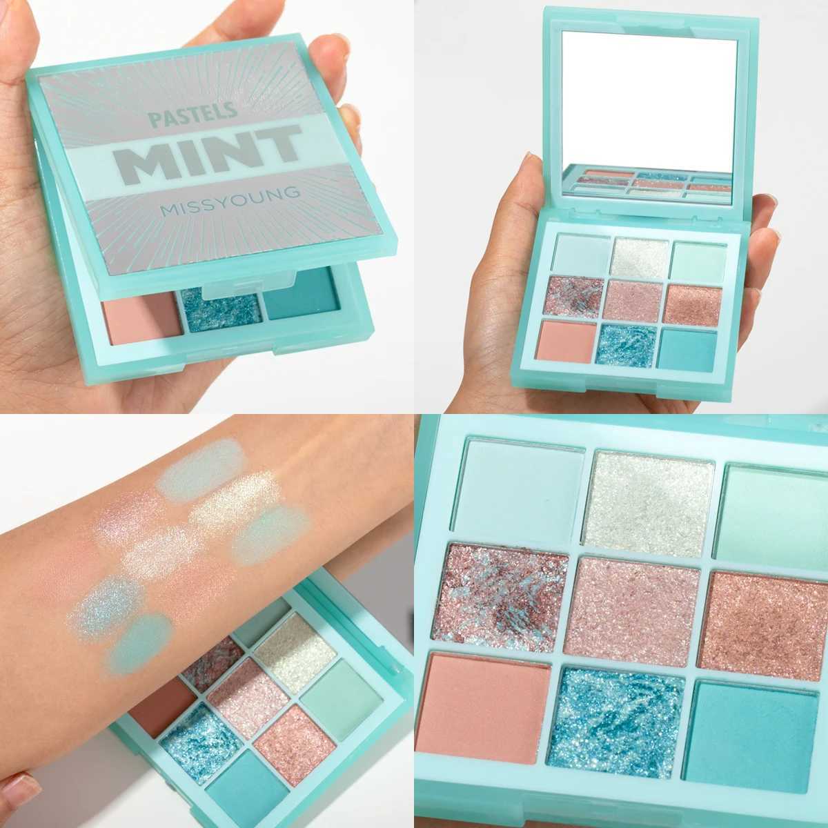 The popular green eye shadow palette in 2024 natural and shimmer appearance pearl matt waterproof not easy to darken the earth nine grid eyes W241230