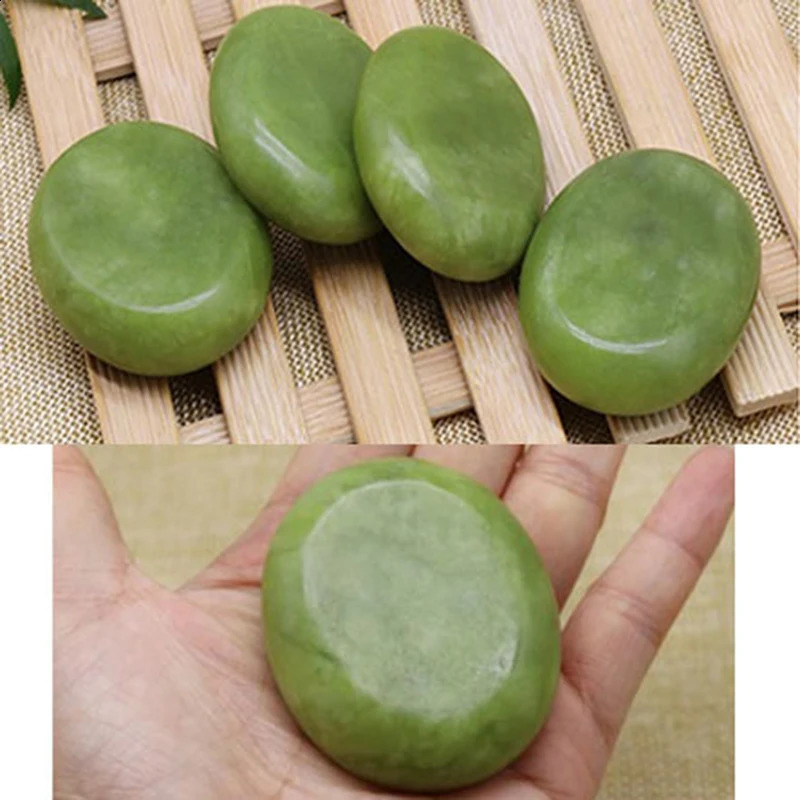Natural Massage Stones Green Jade Stones Cold Rock For Spa Deep Tissue Massager 241230