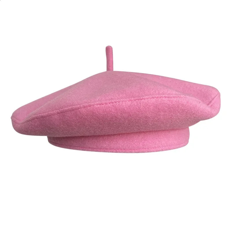 Hight Quality Sweet Wool Blend Beret Winter Spring Caps for Women Lovely Pink Painter Hat Flying Saucer Hat Sombreros De Mujer 241226