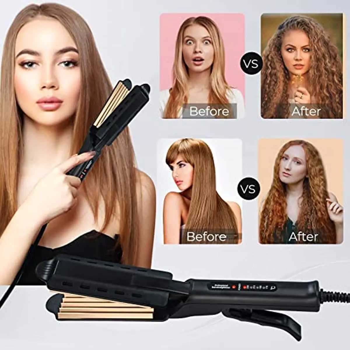 Professional curling iron curling iron electric wave pattern board clip ceramic ripple corn ripple W241231