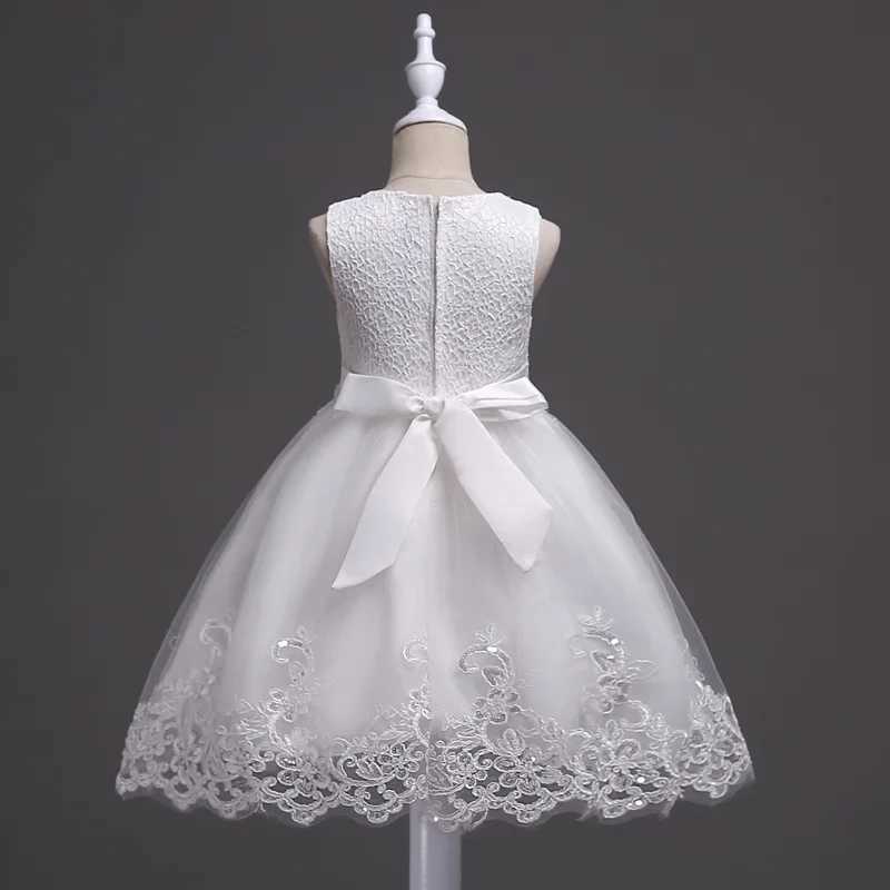 Girl lace flower dress pearl childrens wedding Par dress childrens Christmas ball dress formal baby frog costume girl carnival W250326