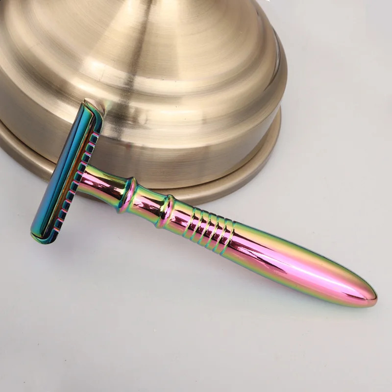 Rainbow Colored Zinc Alloy Safety Shaver Colorful Manual Shaver Scraper Anti Scratch Knife Barber One Blade Razor 241230