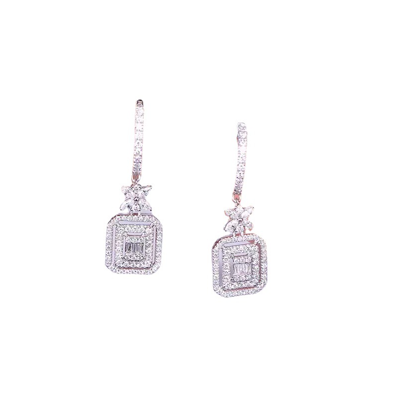 Choucong Sparkling Dangle Earrings Luxury Jewelry 925 Sterling Silver T Princess Cut White 5A Cubic Zircon CZ Diamond Gemstones Party Women Long Drop 