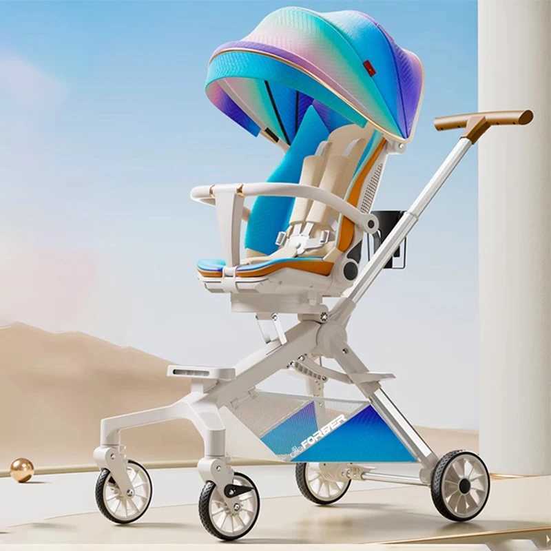 Baby Stroller has a High View can sit and lie down Lightweight One-button Folding Two-way push Music Light and TrolleyXJ241231