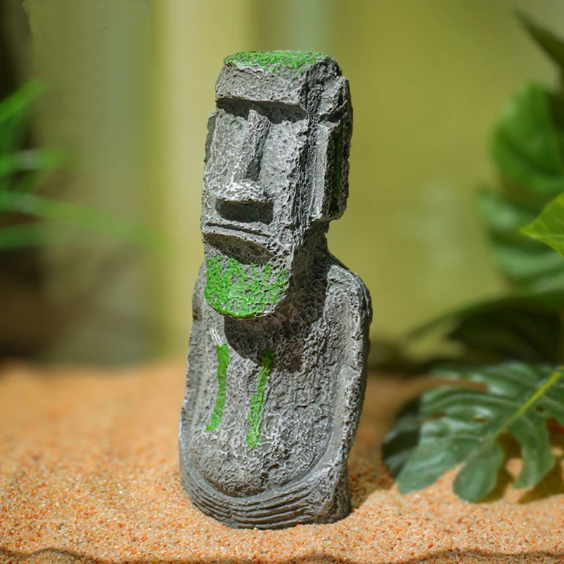 Aquarium Moai Statues Easter Island Head Ornaments Fish Tank Landscaping Decor Home Tabletop Terrarium Aquascapin 241230