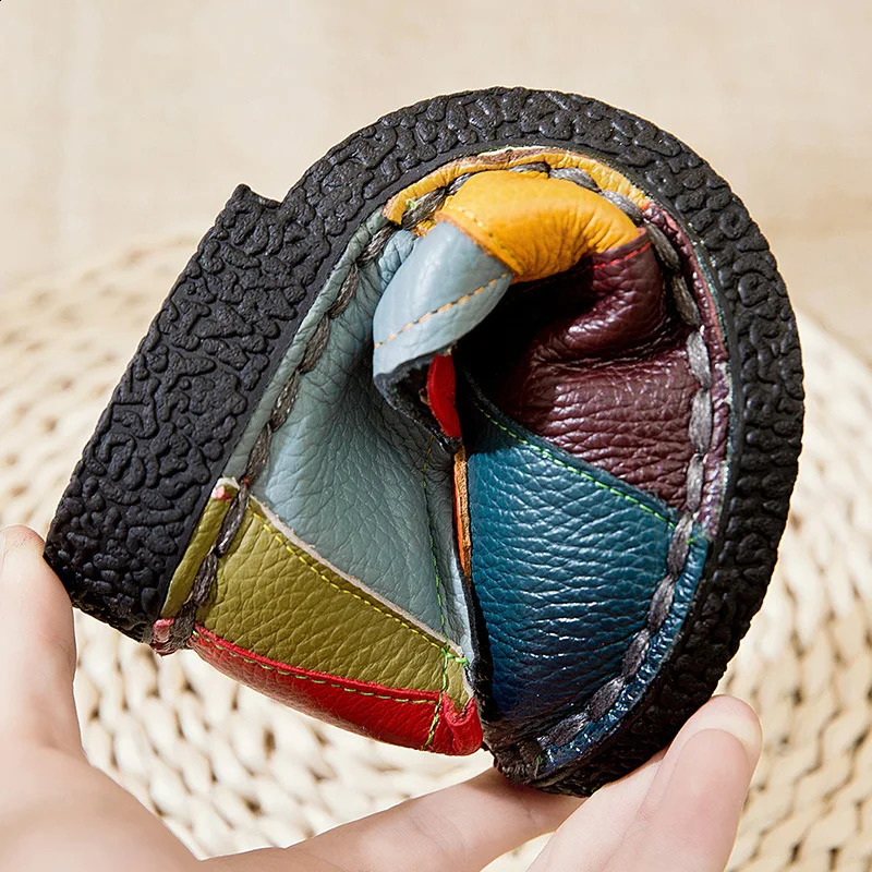 WOIZGIC Female Ladie Mother Genuine Leather Shoes Flats Loafers Moccasins Slip On Colorful Plus Size 41 42 241225