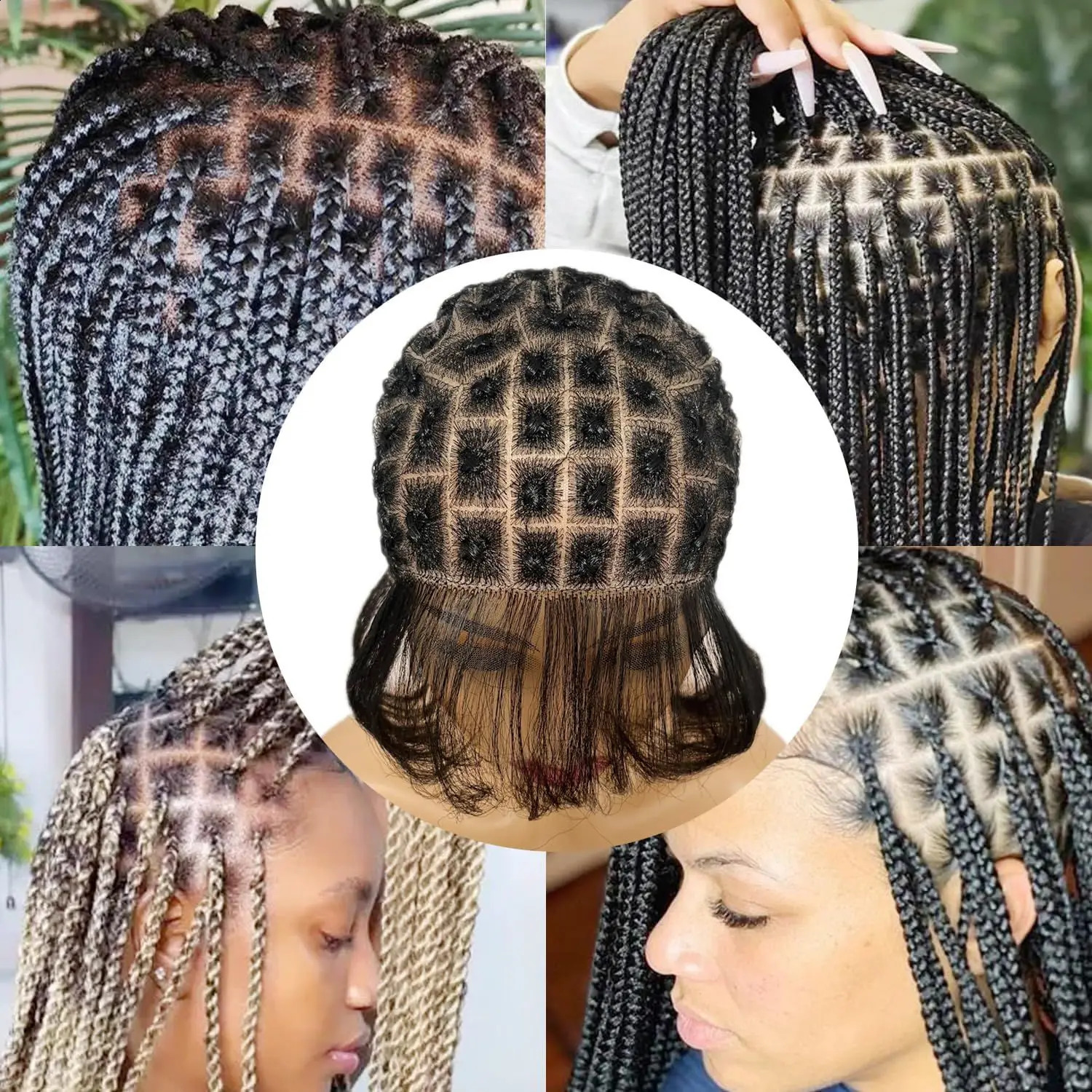 Braided Wig Cap for Crochet Braids Full Double Lace Braided Wig With Baby Hair Suitable for Making Crochet Wigs with Bangs 241230