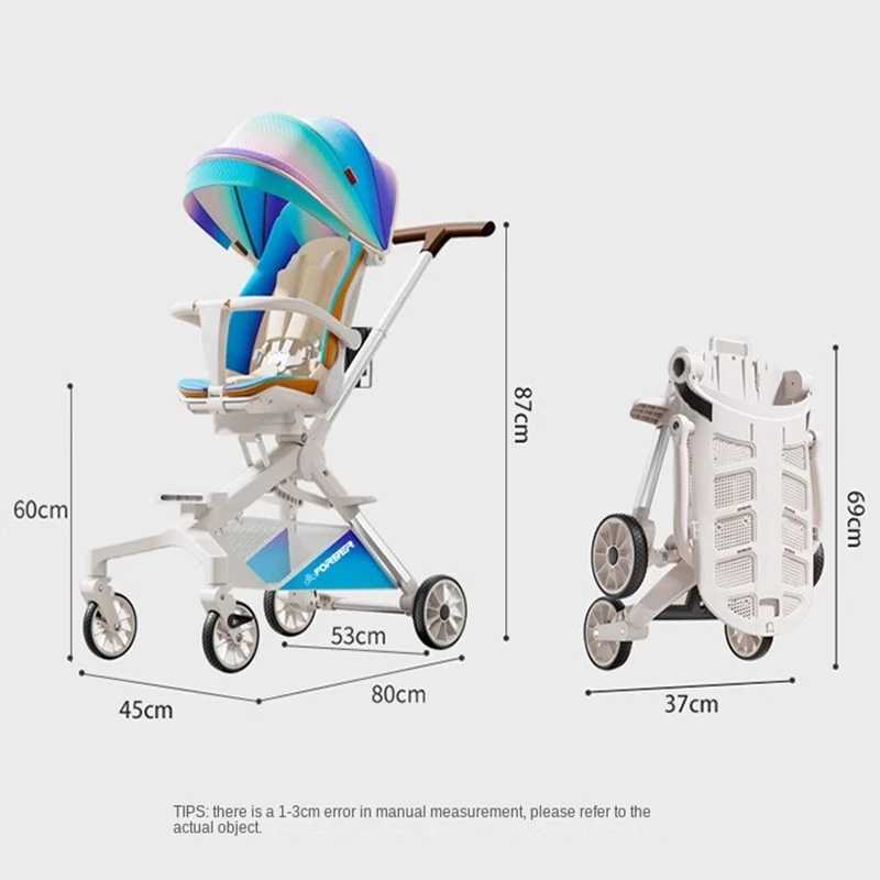Baby Stroller has a High View can sit and lie down Lightweight One-button Folding Two-way push Music Light and TrolleyXJ241231
