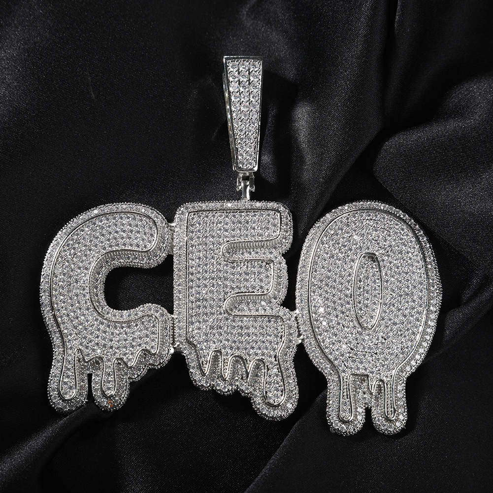 Hip Hop Custom A-Z Large Waterdrop Letters Name Pendant Necklace 18k Real Gold Plated Men Jewelry