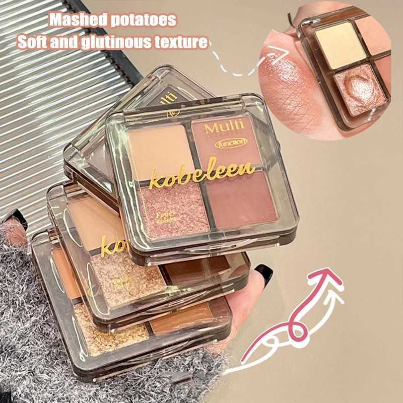 4-color punk smoke black eye shadow palette matte flash mashed potato eye shadow makeup cement grey rose brown eye shadow pigment W241230