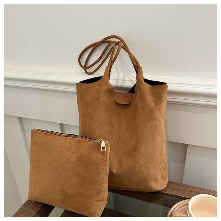Winter two-piece set new lazy style trendy and simple casual one shoulder women's bucket armpit bag