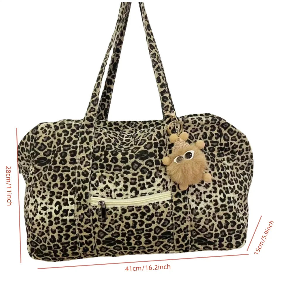 Leopard Print Canvas Tote Bag Womens Fashion Shoulder Handbag Large Capacity Travel Tote Bag Big Bags for Women 241231