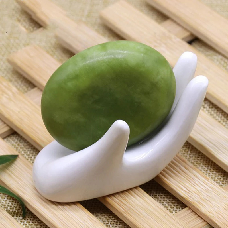 Natural Massage Stones Green Jade Stones Cold Rock For Spa Deep Tissue Massager 241230