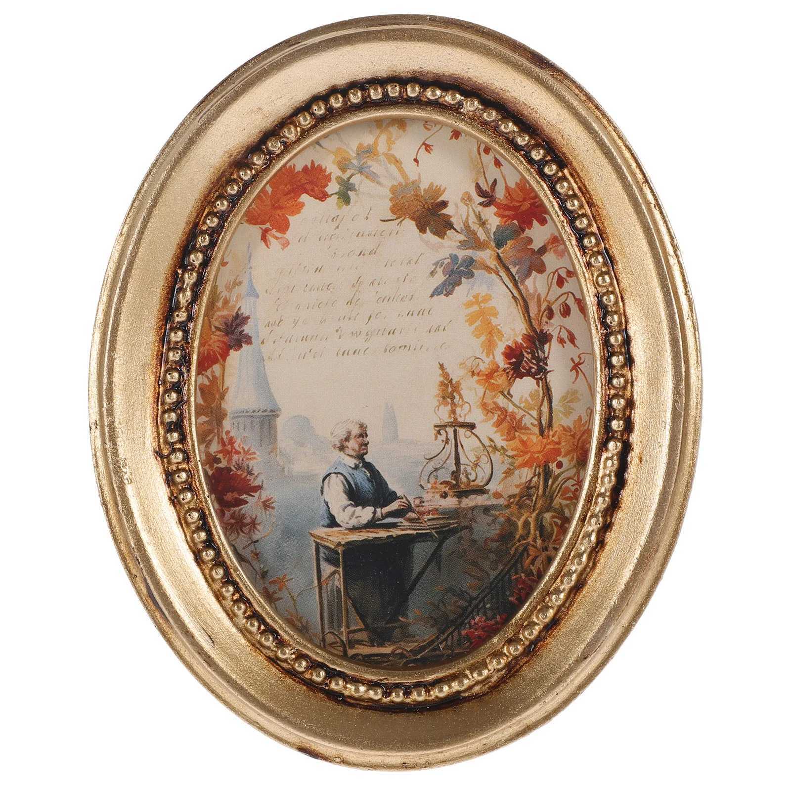 Frames Decorative Photo Frame Creative Bracket Picture Wall Oval Bedroom Home Gold Decoration Retro CL241231 H260306