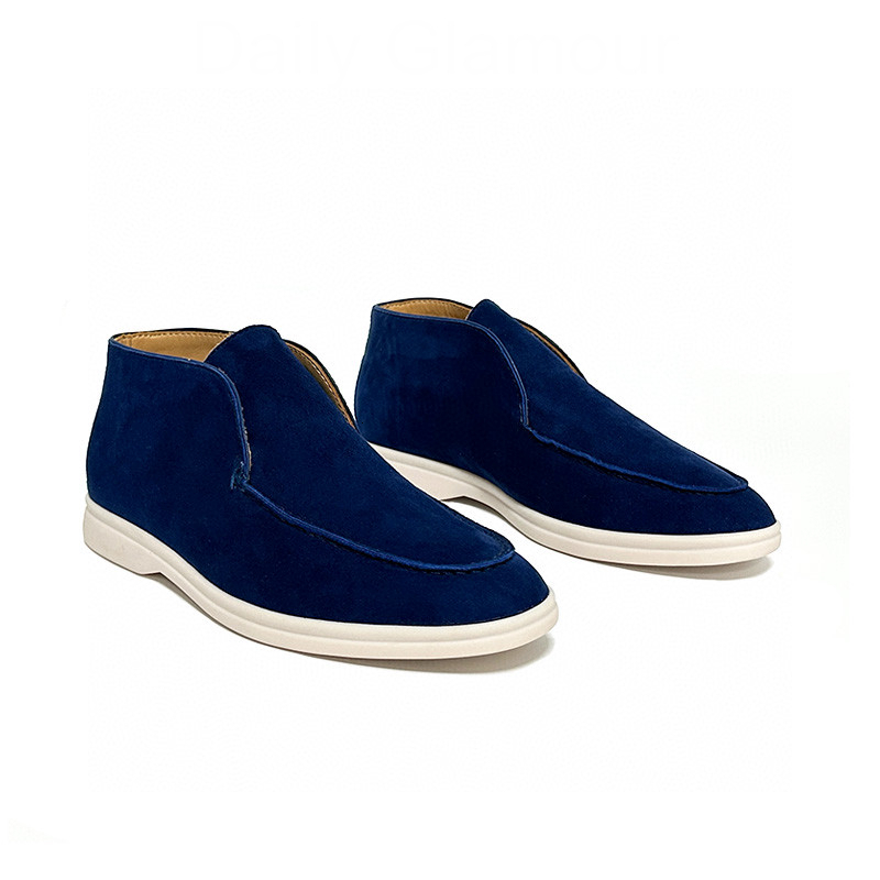 Autumn Hot Sale Men Ankle Boots Real Suede Loafers Comfortable Slip On Walk High Top Flat Shoes For Male