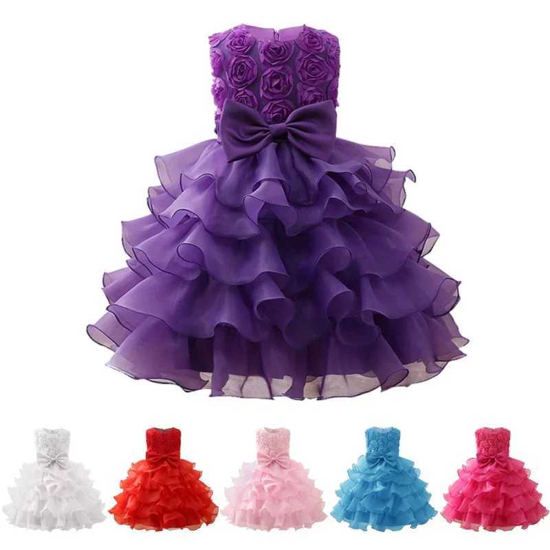 Girl Princess Flower Deluxe Par Wedding Dress for Wedding Birthday Tutu Dress Childrens Elegant Fluffy Tank Top 4-10 Years W241231