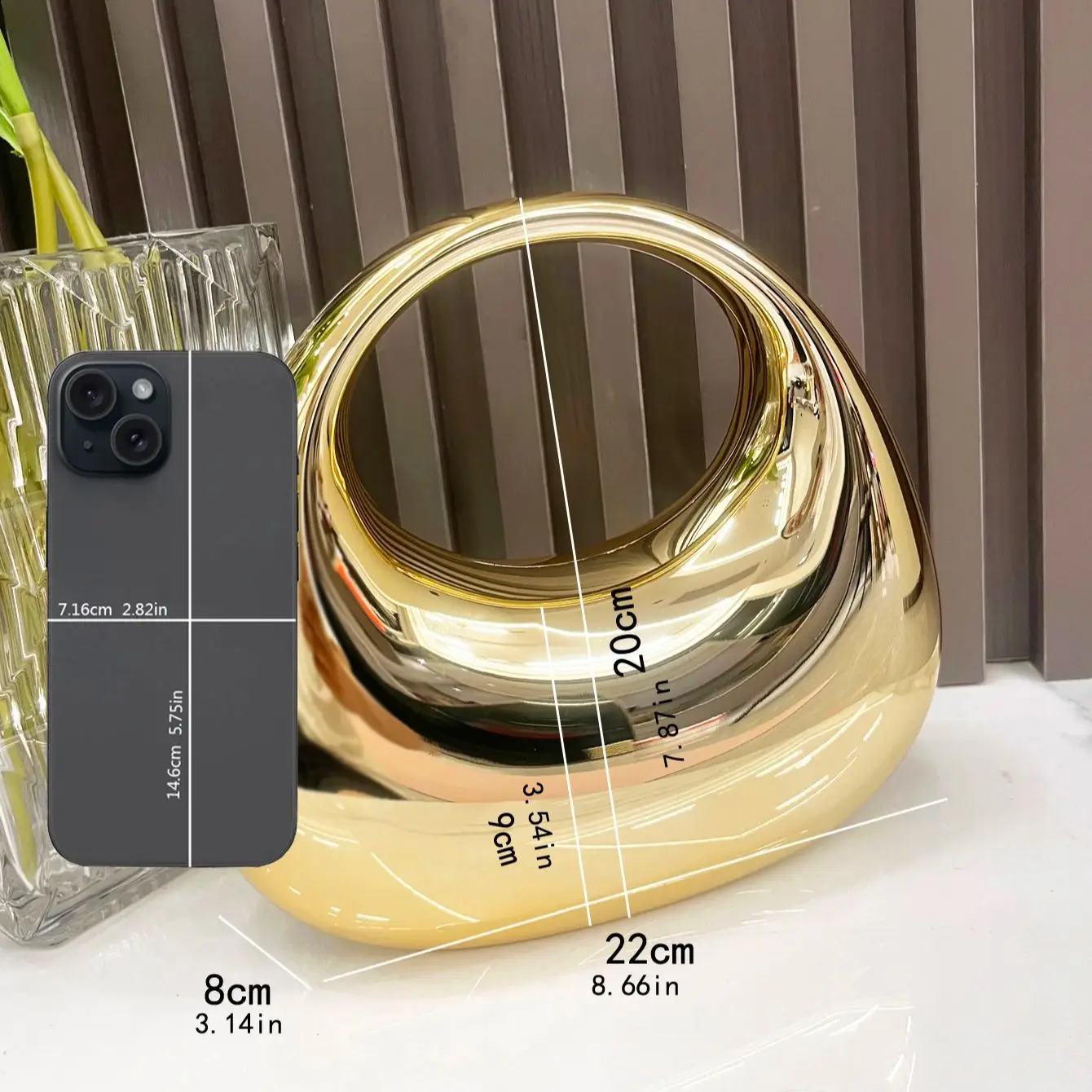 Golden Evening bag Purses and handbag shoulder bags moon bag Party Wedding Round Acrylic Shiny Clutch purse 241231