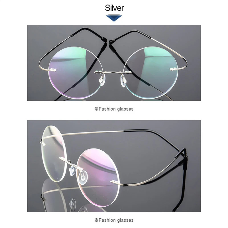 Steve Jobs Star Style Ultra-light Memory Rimless Round Myopia Eyeglasses Optical Glasses Frame Men Women Eyewear A1 241230