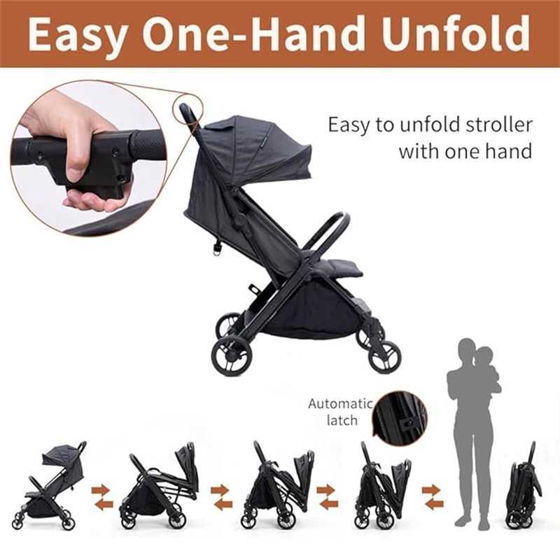 Lightweight Baby Stroller Gravi Automatic Self Folding Travel Stroller for Airplane One-Hand Folding Toddler StrollerXJ241231