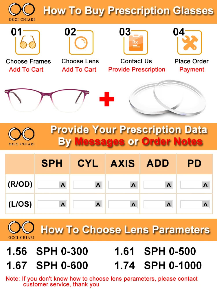 OCCI CHIAR Cat Eye Blue Light Glasses Frame Women Computer Glasses Decorative Myopia Prescription Eyeglasses Frames false Eyewear 241230