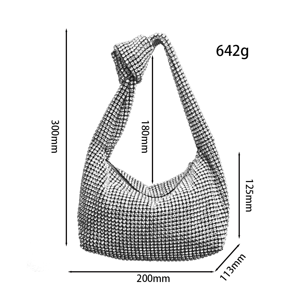 Bg Full Glitter Knotted Handbag Crystal Rhie Hobo Dumpg Bags Dia Evening Clutch Crossbody Bag Satchel bag Shoulder bag