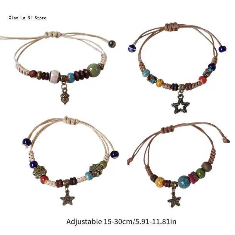 Hot selling fashion bracelets ethnic ceramic bead bracelets woven necklaces exquisite and eye grabbing wrist decorations W241231