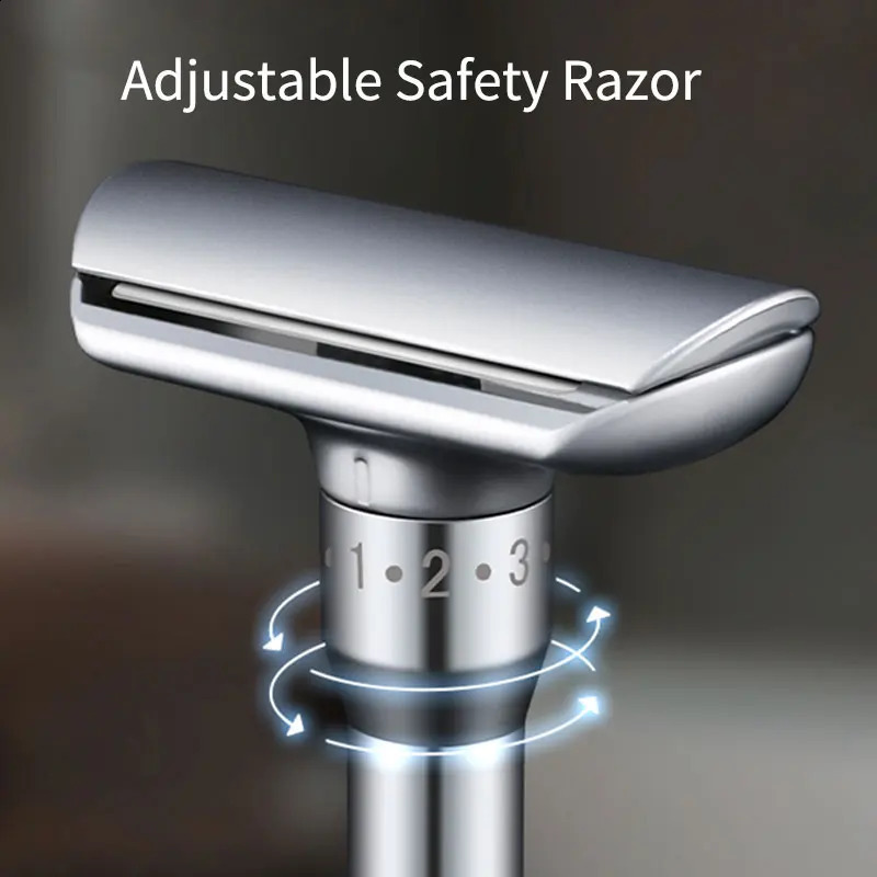 Safety Razor Adjustable Double Edge Metal Manual Shaver For Men Shaving Tool With Box 5 Blades 241230