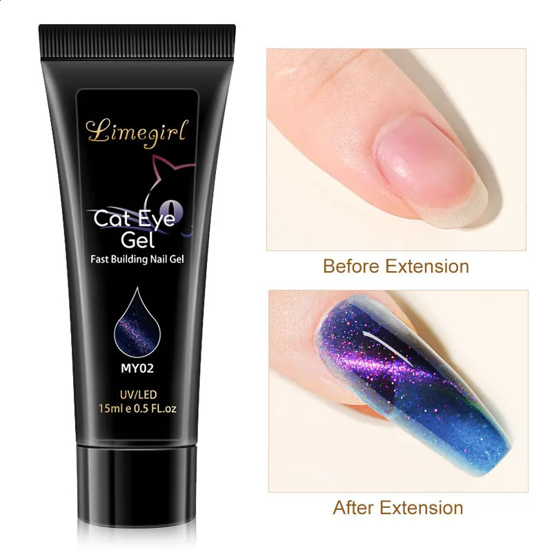 LIMEGIRL Cat Eye Gel Kit Poly Nail Gel With Solid Builder Nail Gel Kit Starter Kit Nail Extension Kit for Beginner Nail Art 241230
