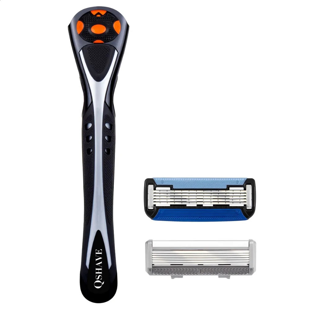 Qshave Black Spider Manual Man Shave Razor with Trimmer 1 Handle 1pc X6 Blade 1pc X5 Blade 241230