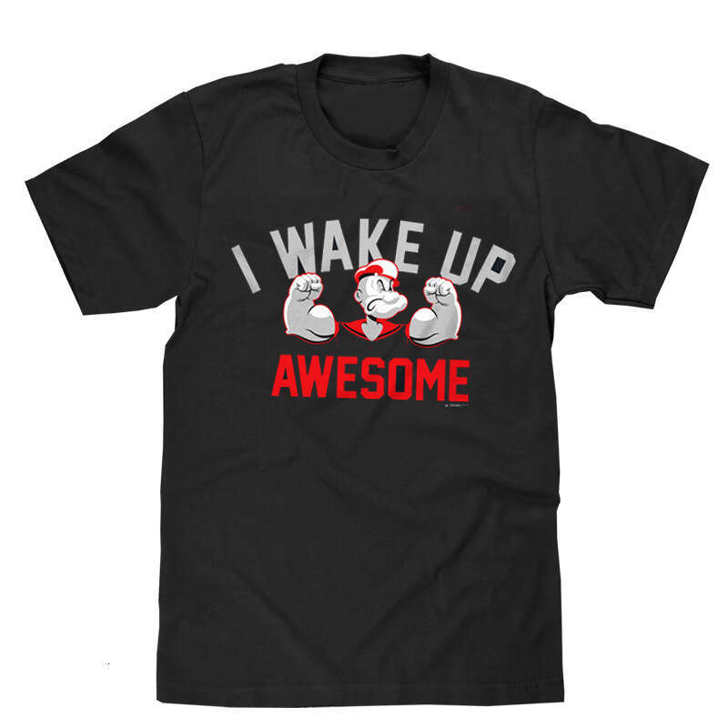 2024 New Popeye American Grey Casual Men's Digital Direct Spray Printed Short T-shirt