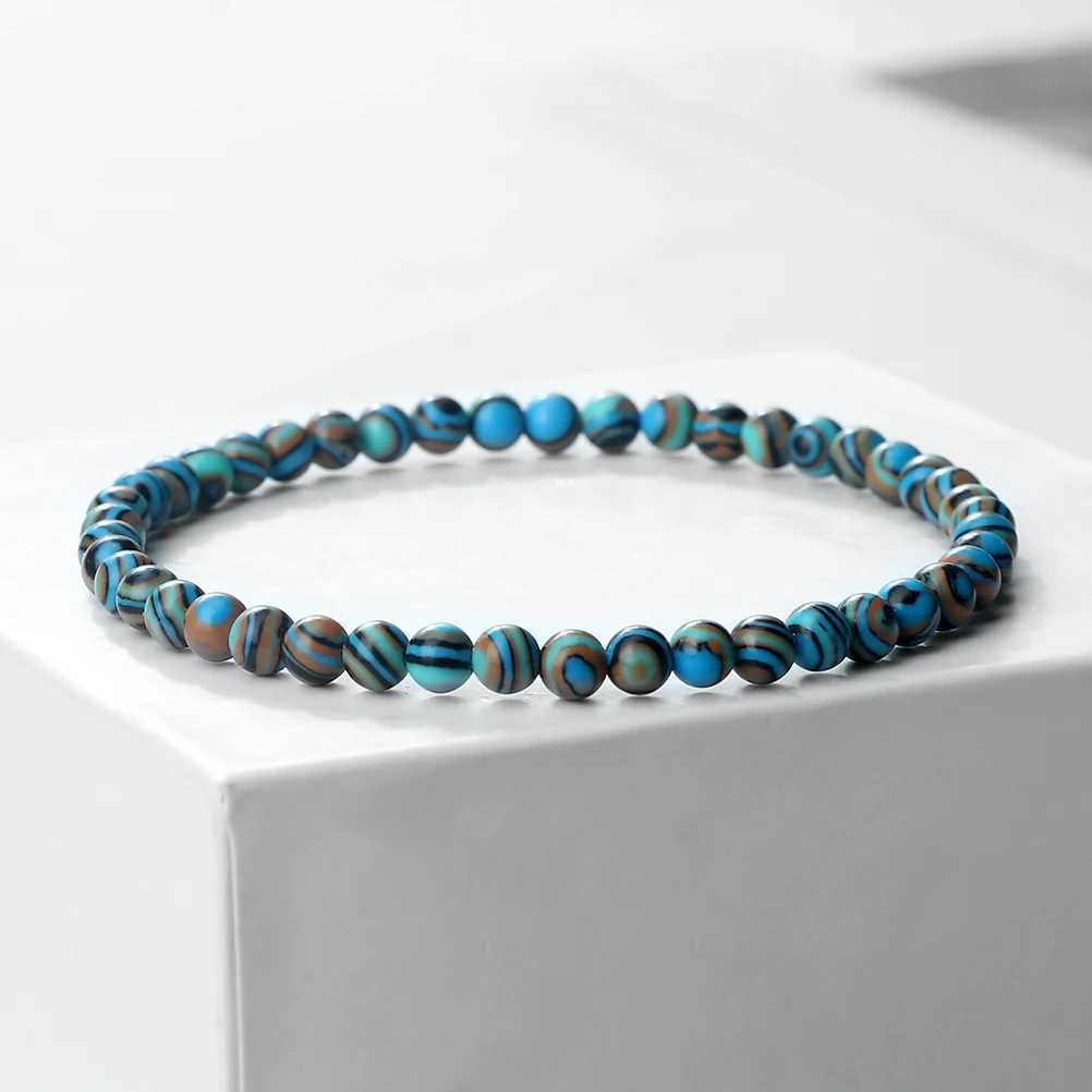 Minimst 4MM Peacock Stone Bead Bracelet Colorful Womens Couple Bracelet and Bracelet Chain Friendship Pulsera Jewelry Gift New W241231