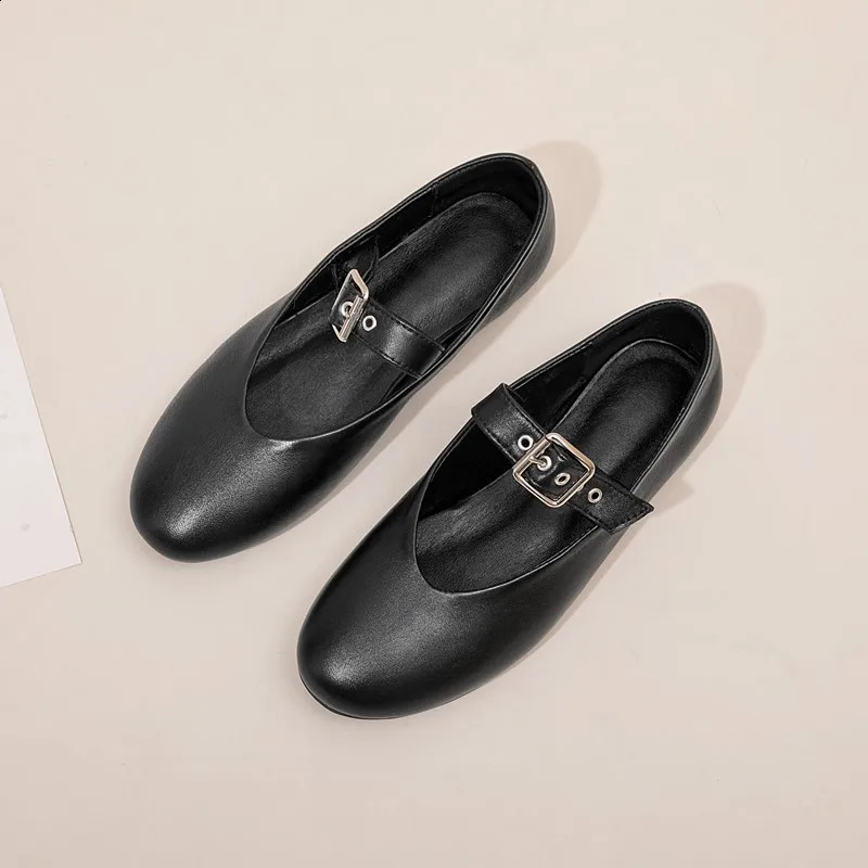 AIYUQI Women Mary Jane Shoes 2024 Autumn Natural Genuine Leather Vintage Pointed Toe Ballet Flat Casual Shoe 241225