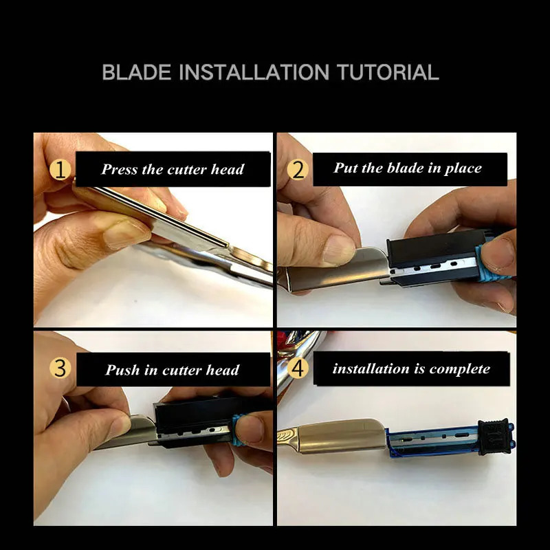 Stainless Steel Folding Shave Knife Handle Beard Straight Razor Hair Dressing Tool Manual Shaving Razor Men Gift 241230