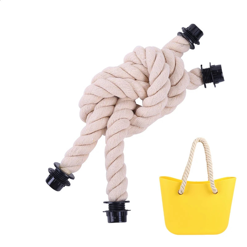 1 Pair Women Classic Mini Handbags DIY Woven Hemp Rope Short Black Natural Handle For O Bag Accesories 241226