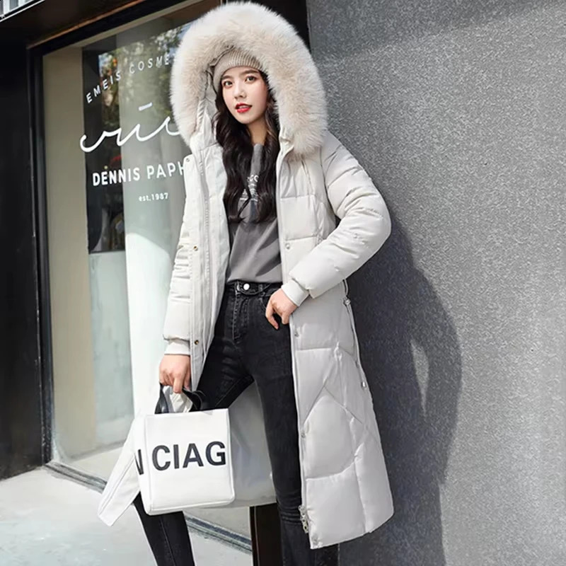 Women Winter Jacket 2024 Midlength Clothes Fashion Slim Fur Collar Thick Cotton Coat Elegant Parka Woman Padded 241220