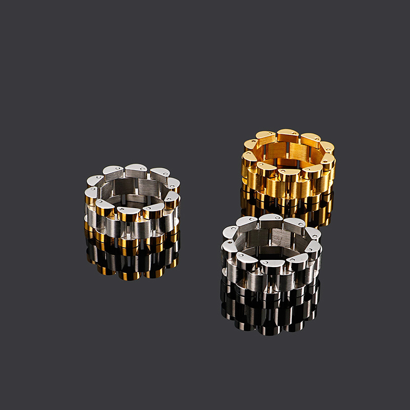 Cluster Rings 10mm Stainless Steel Ring Speedometer Wedding Party Fashion Rings Bike Chain Link Men Women Finger Rings Jewelry Gift
