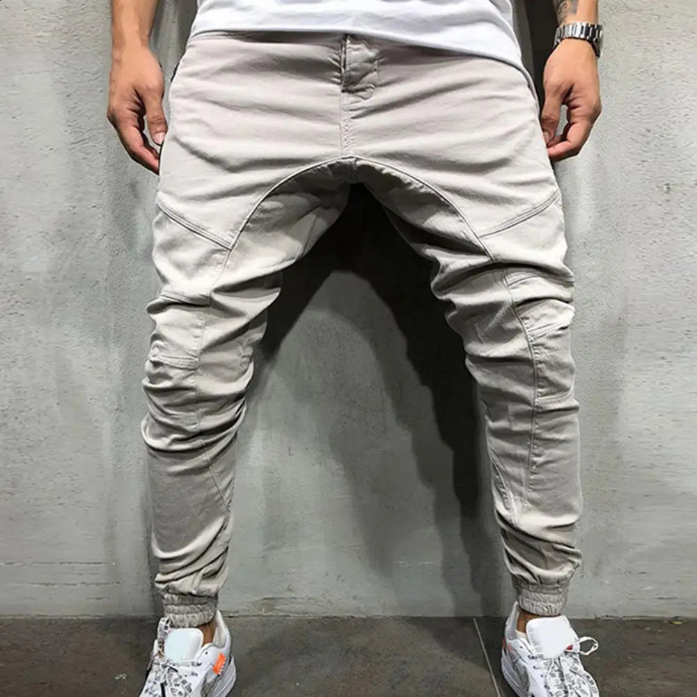 Autumn Camouflage Style Mens Jeans Joggers Sweatpants Cargo Trendy Hip Hop SolidColored Pencil Pants Men Fitness Trousers 241230