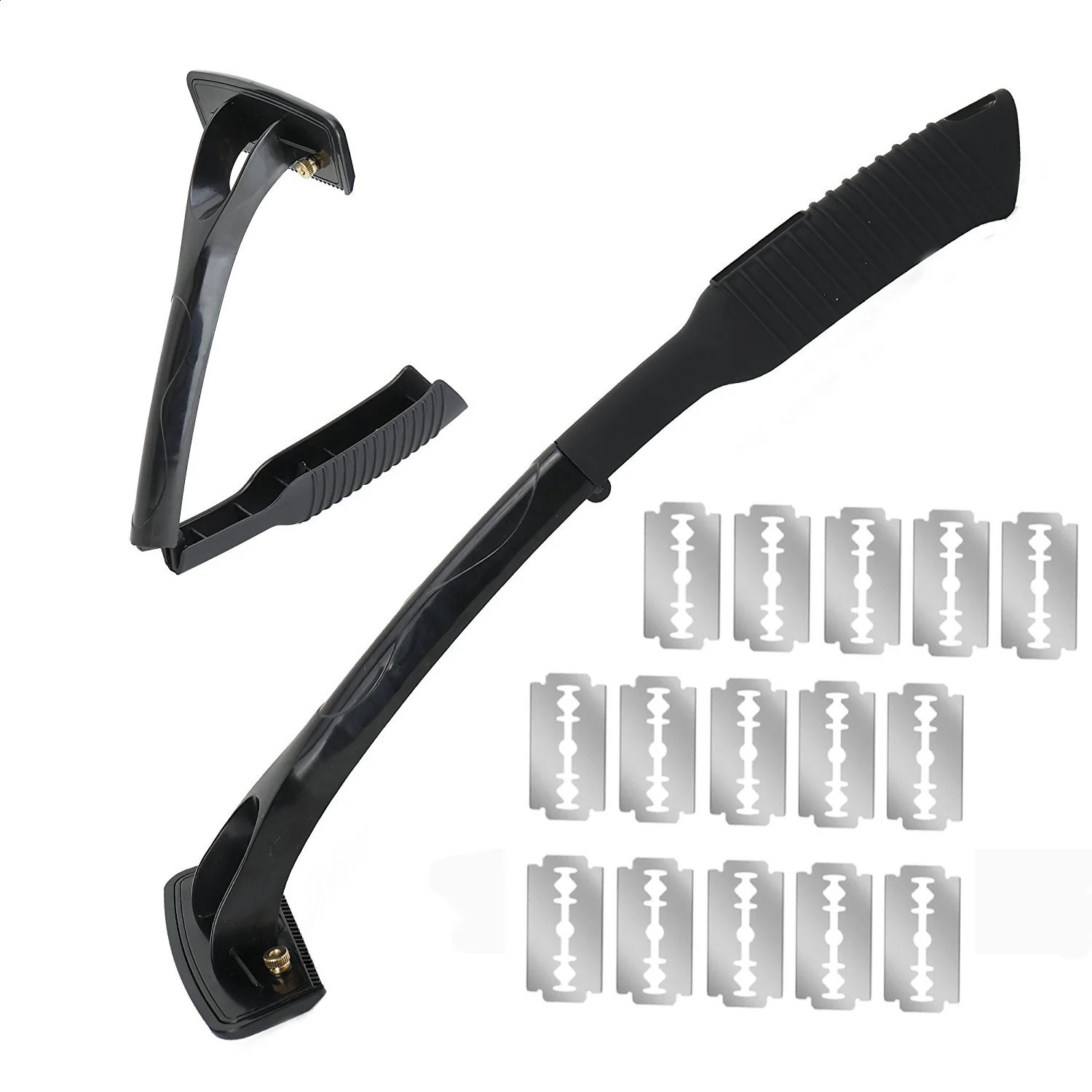 Back Shavers for Men Back Hair Remover Body Shaver Long Handle Body Hair Trimmer Razor 15 Blades Manual Foldable Razor 241230