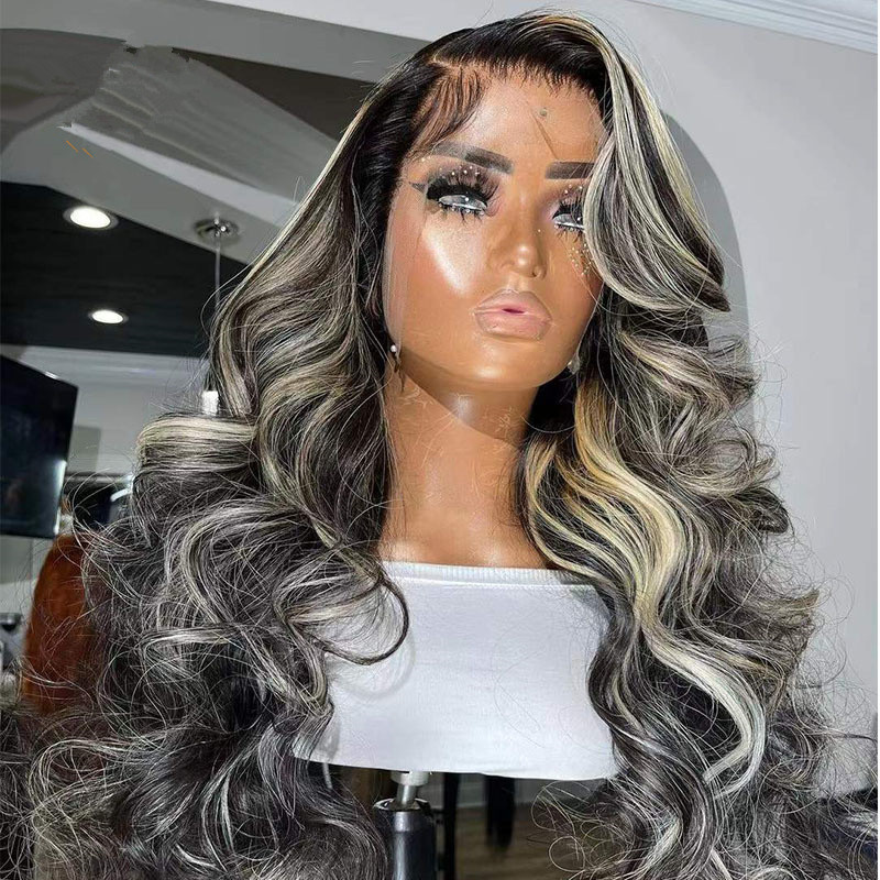 Wavy Gray lace wigs human hair 5x5 hd lace raw virgin side part human hair silver grey salt and pepper long gray hand made silk closure black mixed wh