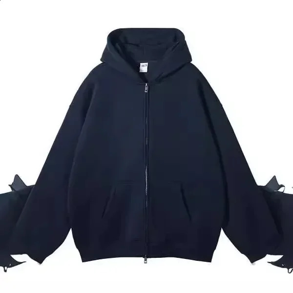 High Street Autumn and Winter Fleece 350G Double Head Zipper Cardigan Loose Trend Hooded Sweater Hoodies 241230