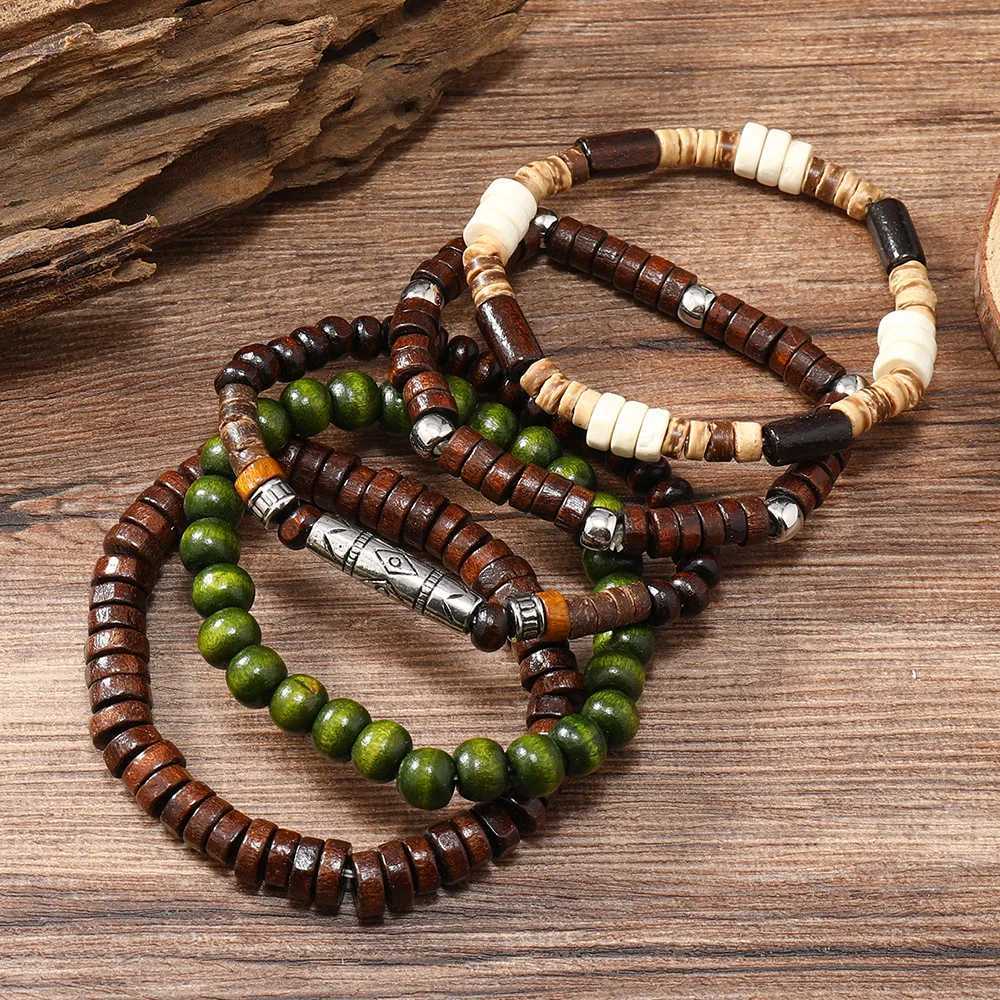Vintage fashion woven bead bracelet for men vintage and peaceful tree multi-layer bead chain jewelry accessories gifts W241231
