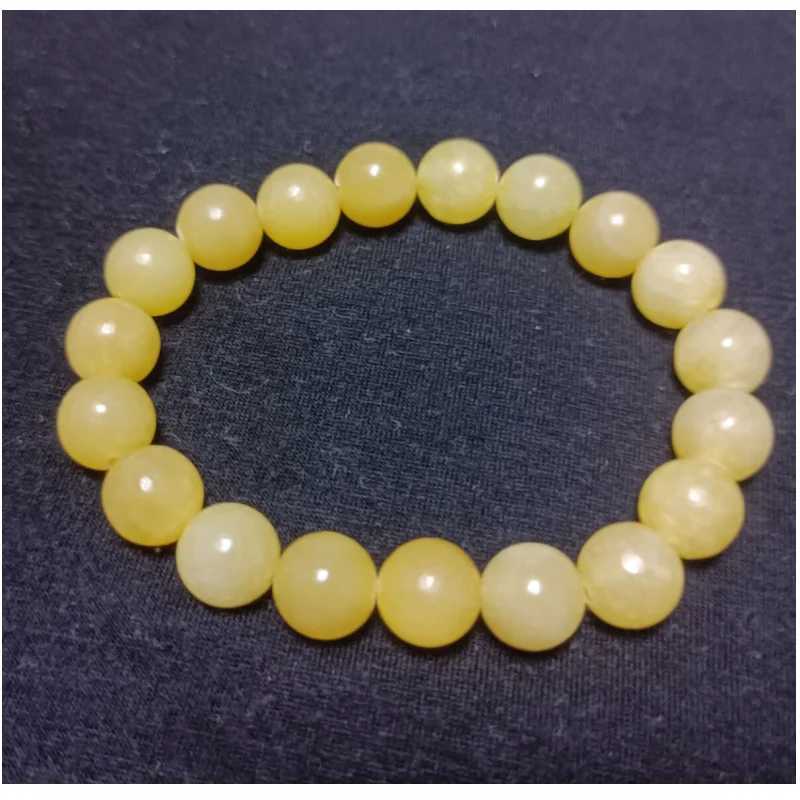 Natural Yellow Jade Bracelet Shining Beadstone Stud Bead Bracelet Hengtai Fashion Jewelry Party Gift W241231