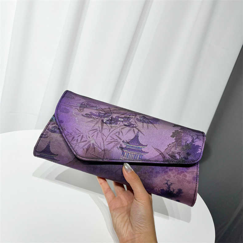 wallet printed handbag for dinner, paired with antique qipao party bag Xiangyunsha women's bag 241215