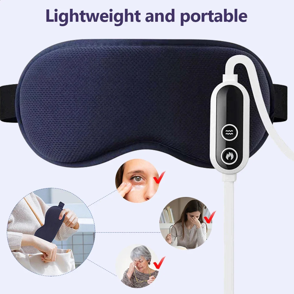 Electric Steam Eye Mask 3-level Compress 6-level Vibration 3D Massage Constant Temperature Smart Timing Sleep Shading Relief 241231