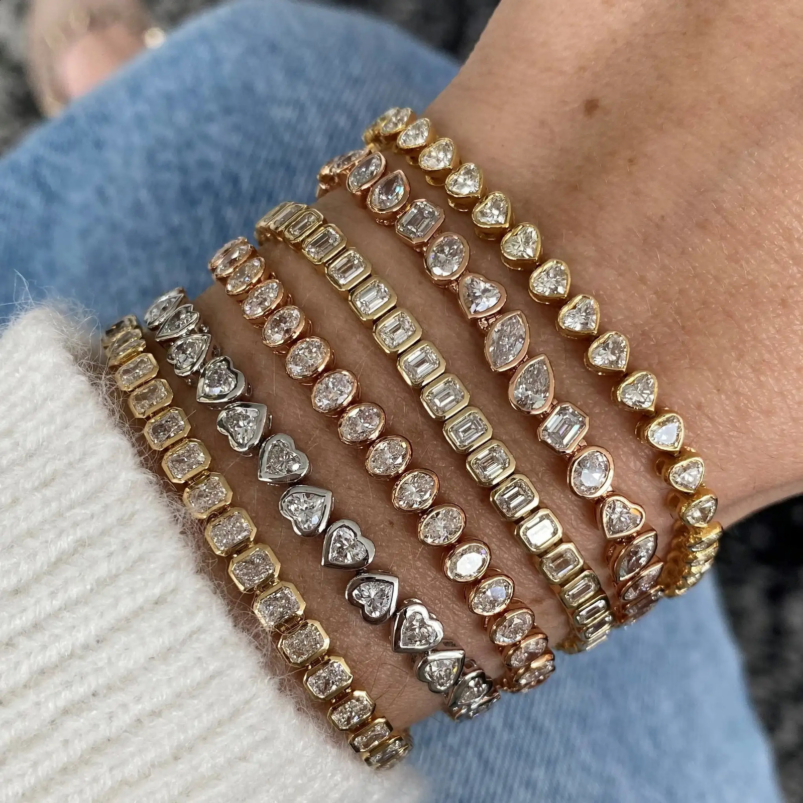 5A Cubic Zirconia CZ Tennis Bracelet 17CM 19CM Bezel Setting Simple Classic Women Girl Chain Jewelry 241230