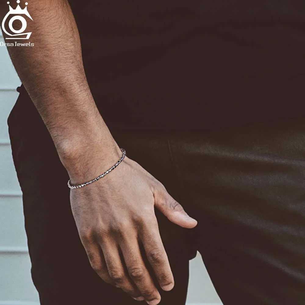 ORSA JEWELS Soild 925 sterling silver 2.5mm 4mm ball bead chain bracelet for womens simple bead round chain bracelet SB124 W241231