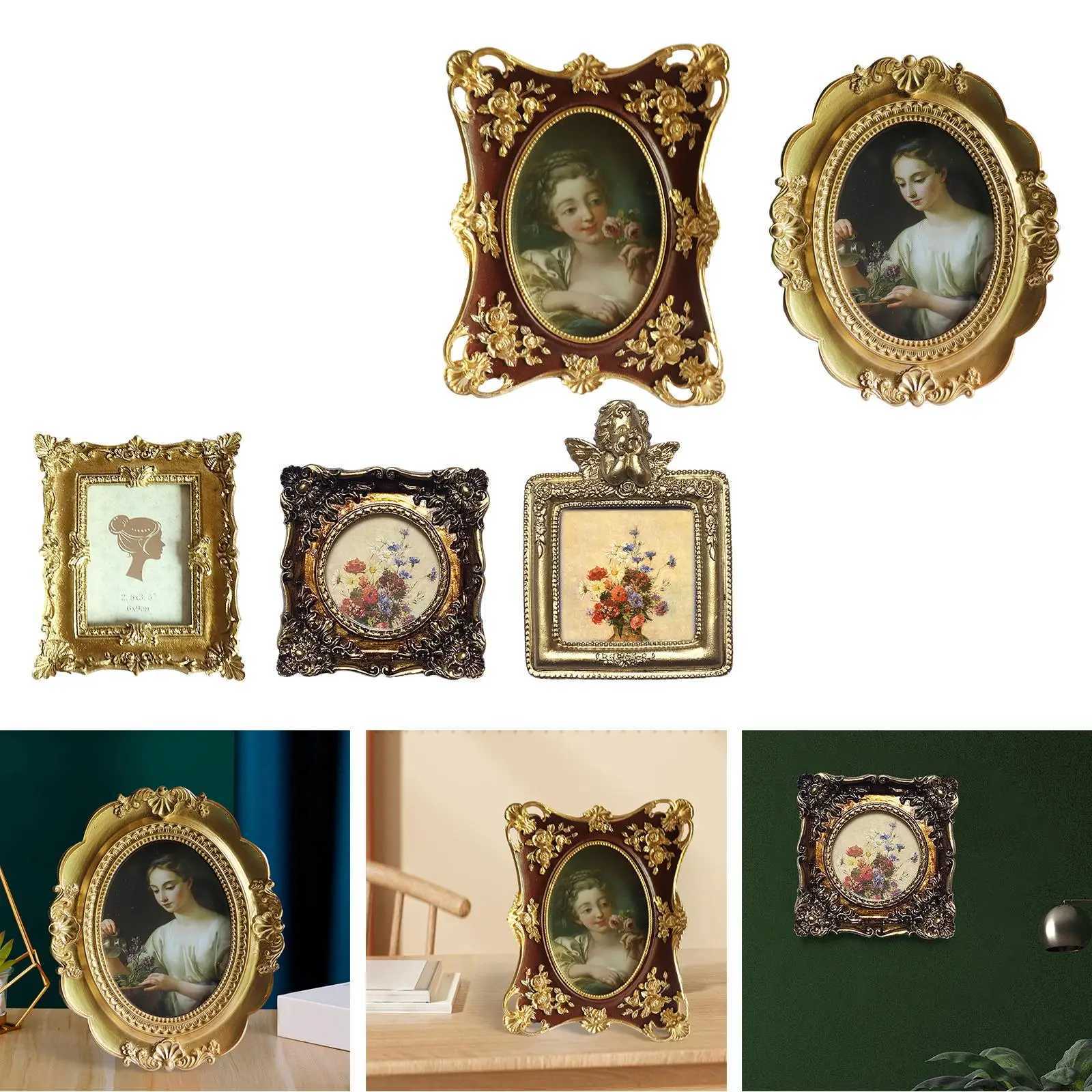 Frames Antique style photo picture frame display card with glass front used for living room office bedroom home decoration and family gatherings CL241
