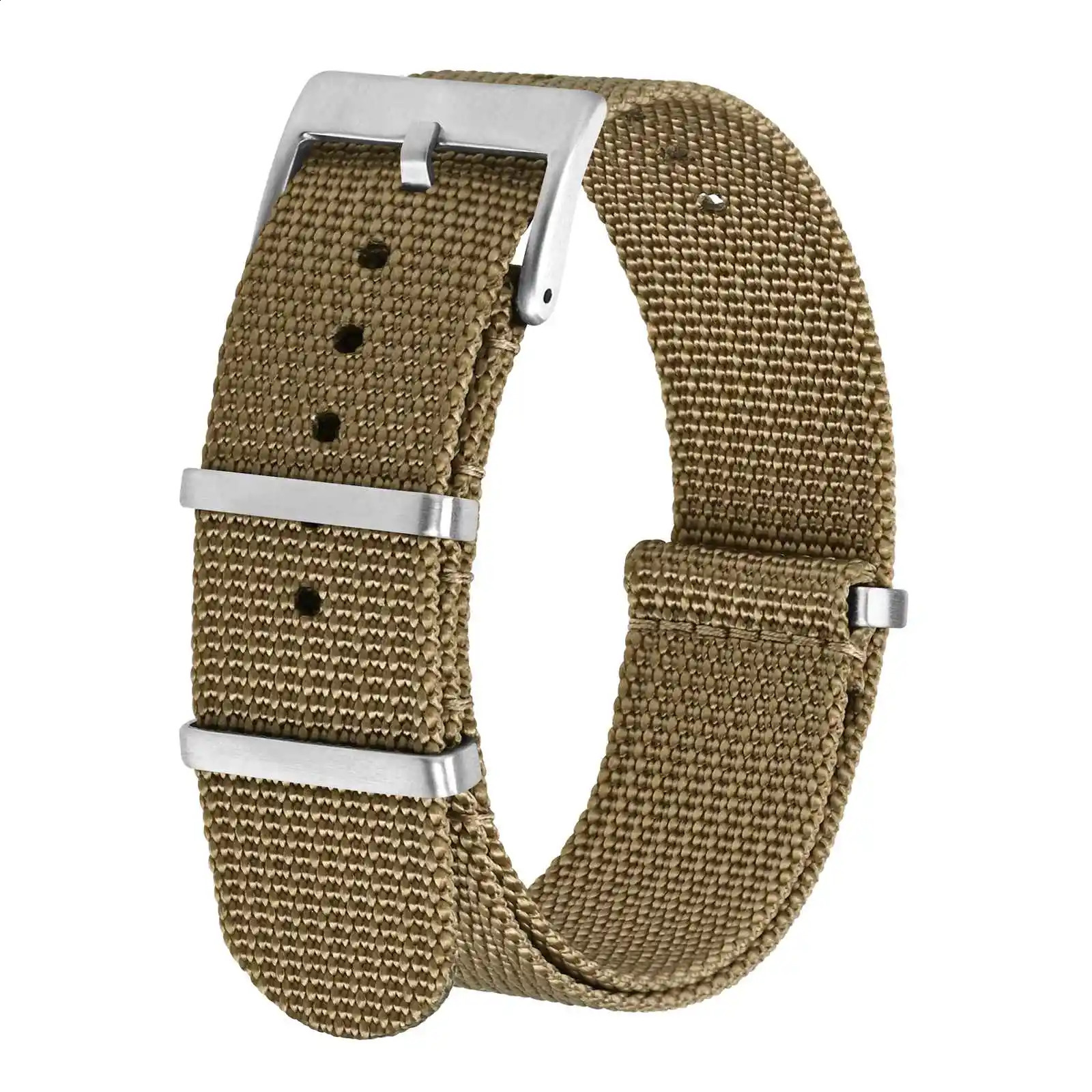 BISONSTRAP Mens Watch Strap 18mm 20mm 22mm One Pieces Nylon Strap Adjustable and Replacement Watch accessories Silver Buckle 241230