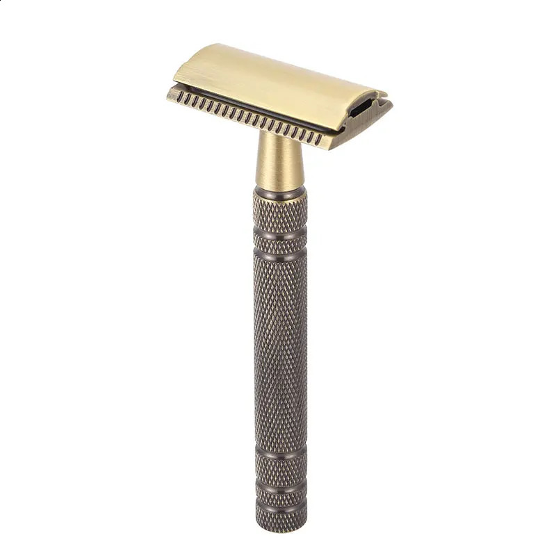 YINTAL Mens Bronze Classic Double-sided Manual Razor Long Handle Safety Razors Shaving Replaceable Classic Razors 241230